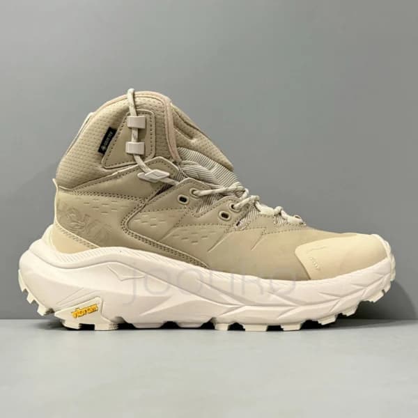 کفش کوهنوردی هوکا گورتکس شنی و کرمی Hoka Kaha 2 High GTX