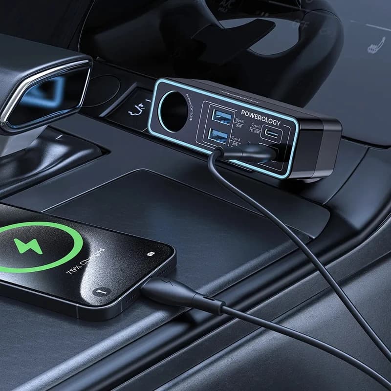 شارژر فندکی 125 وات پاورولوژی مدل Brio multiport car charger — تصویر ۶