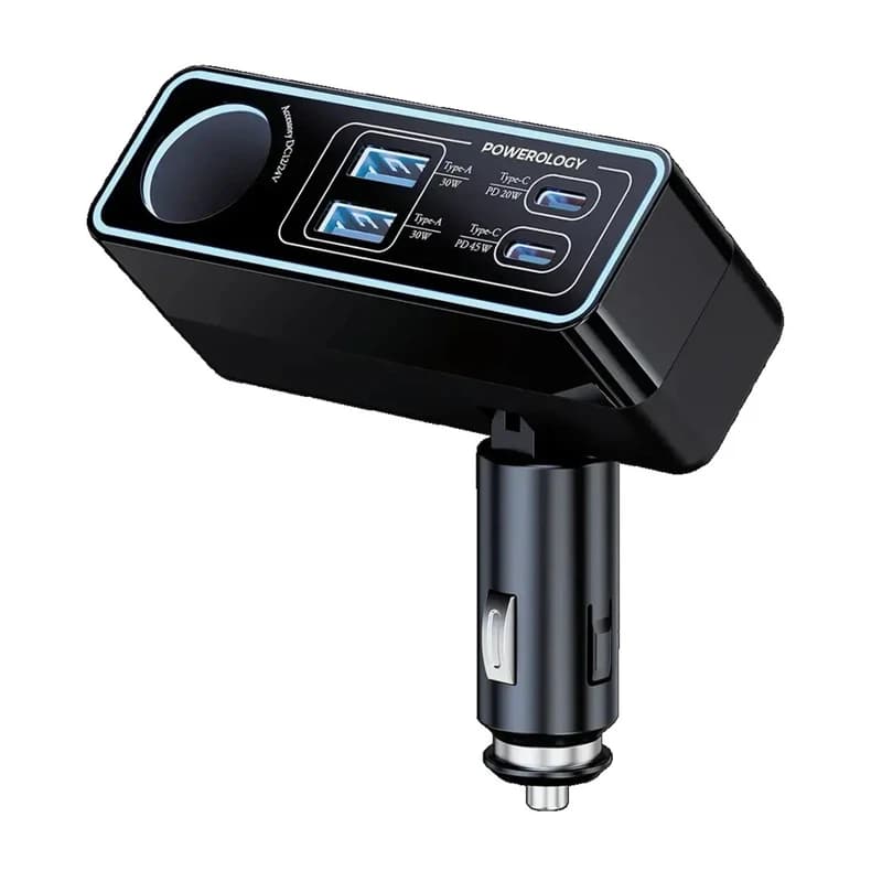 شارژر فندکی 125 وات پاورولوژی مدل Brio multiport car charger