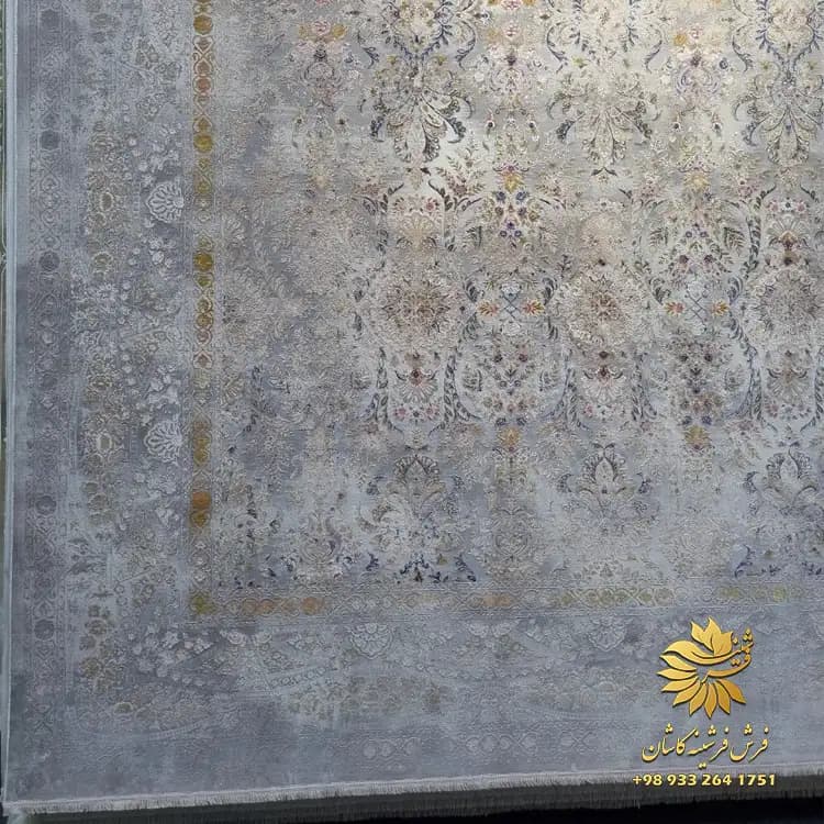 فرش جمیرا طوسی 1500 شانه افشان وینتیج — تصویر ۴