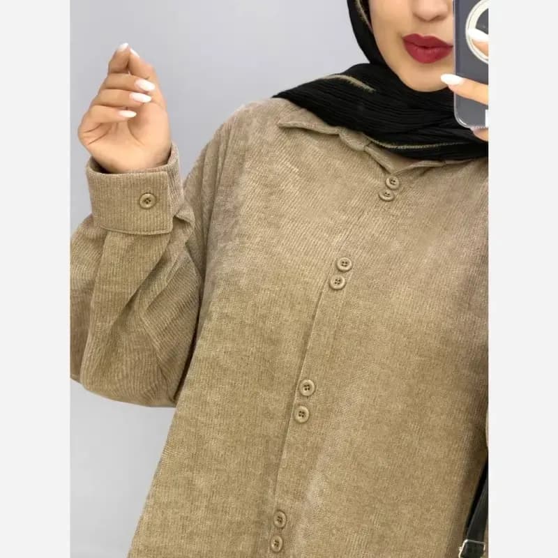 شومیز مخمل کبریتی دکمه دوبل فری سایز مناسب سایز بزرگ — تصویر ۵