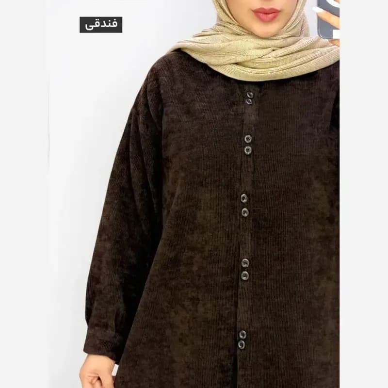 شومیز مخمل کبریتی دکمه دوبل فری سایز مناسب سایز بزرگ — تصویر ۴