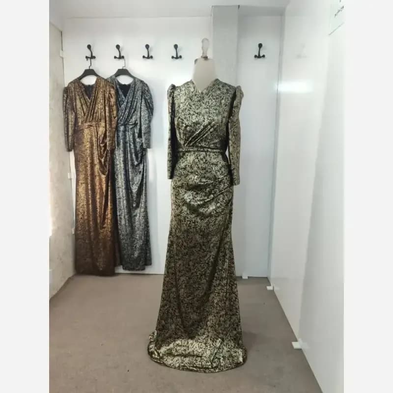 ماکسی مجلسی مایلز جنس دیسکو اسلیک قد 160 سایز 46 تا 50 — تصویر ۲
