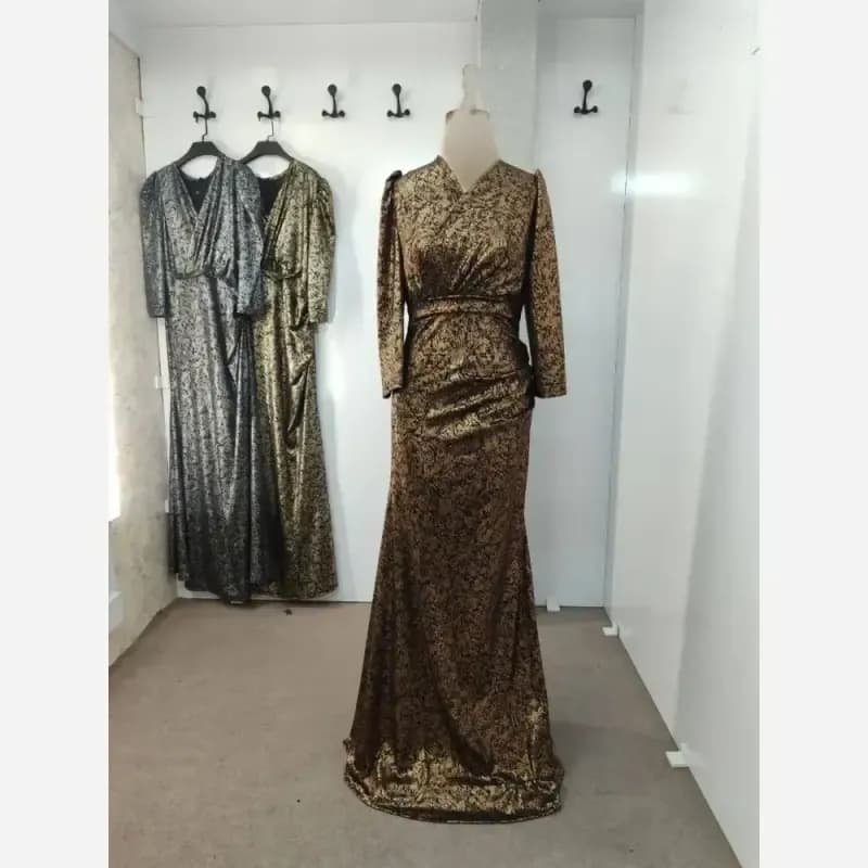 ماکسی مجلسی مایلز جنس دیسکو اسلیک قد 160 سایز 46 تا 50 — تصویر ۳