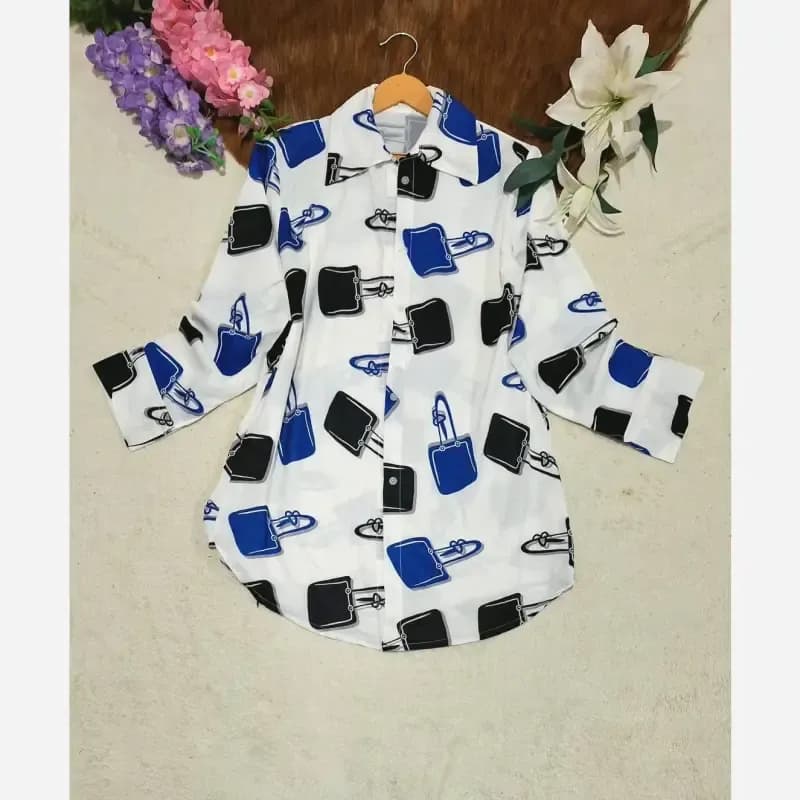 شومیز درسا جنس بوگاتی درجه یک فری سایز 38 تا 46 — تصویر ۳