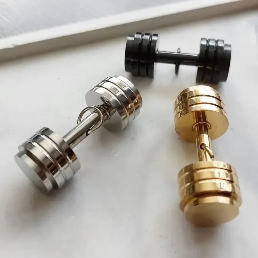 گردنبند و آویز پلاک استیل طرح دمبل ضد حساسیت رنگ ثابت کد dmp