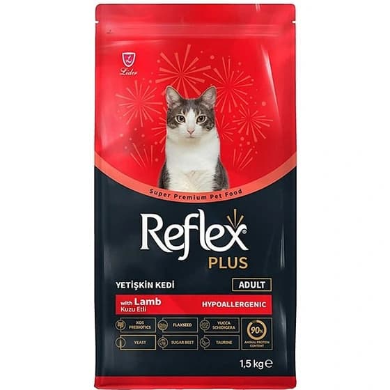 غذای خشک گربه بالغ رفلکس پلاس طعم بره و برنج وزن ۱.۵ کیلوگرم | reflex plus dry cat food lamb 1/5kg
