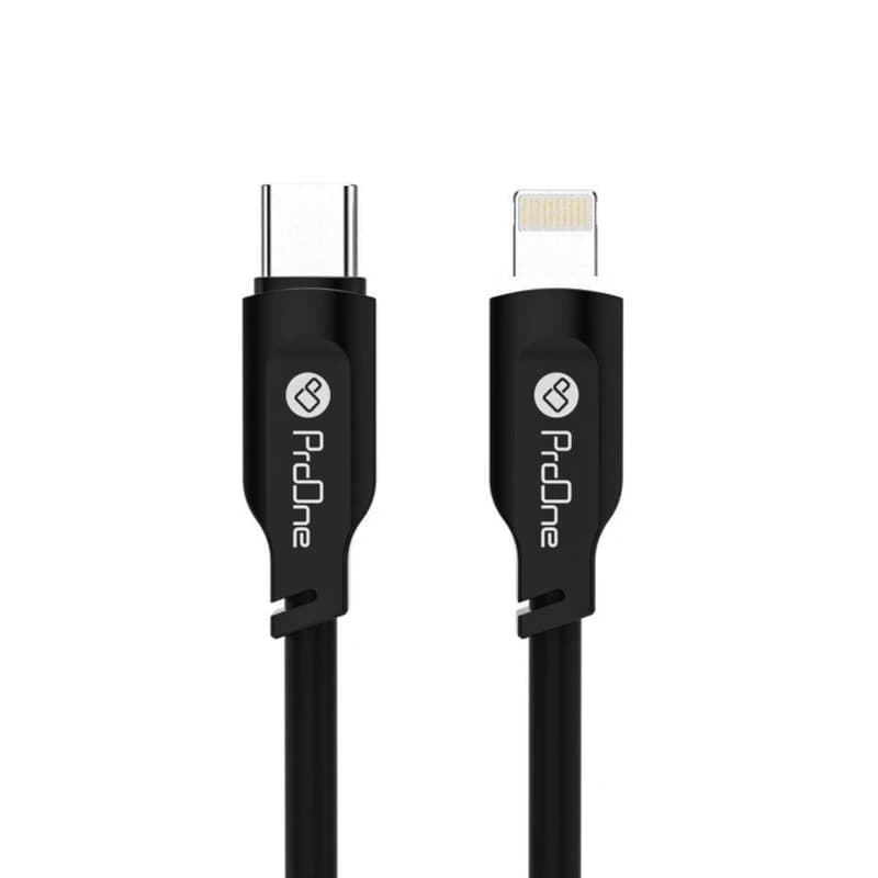 کابل فست شارژ و ديتا Type-C به لايتنينگ پرووان مدل ProOne PCC143 27W طول ۱.۲ متر مشکي