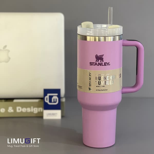 تراول ماگ استنلی Stanley Quencher مدل تامبلر رنگ صورتیِ یاسی 40oz- کد 0394