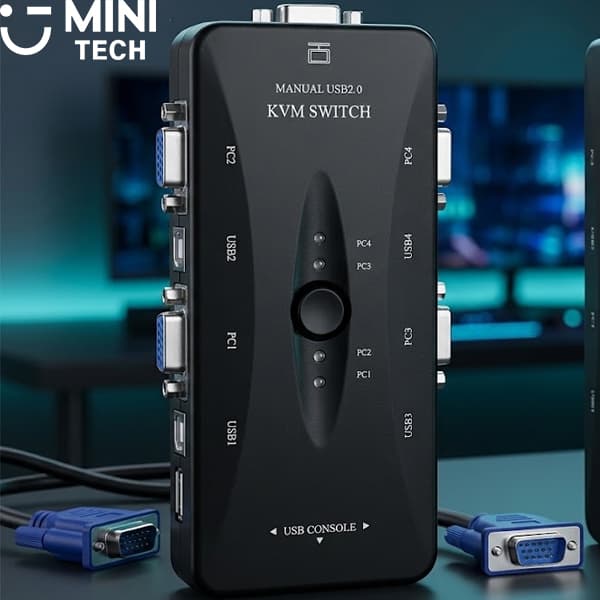 KVM سوییچ ۴ پورت VGA مینی تک — تصویر ۴