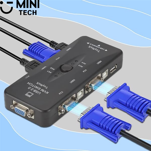 KVM سوییچ ۴ پورت VGA مینی تک — تصویر ۳