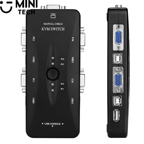 KVM سوییچ ۴ پورت VGA مینی تک — تصویر ۲