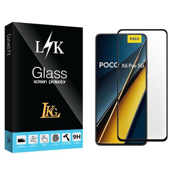 محافظ صفحه نمایش شیشه ای ال کا جی مدل LKK FullGlue مناسب برای گوشی موبایل شیائومی poco x6 pro