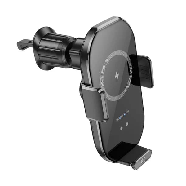 پایه نگهدارنده و شارژر بی‌سیم گوشی بروفون مدل BH205 با قابلیت نصب روی دریچه کولر و چرخش ۳۶۰ درجه — تصویر ۳