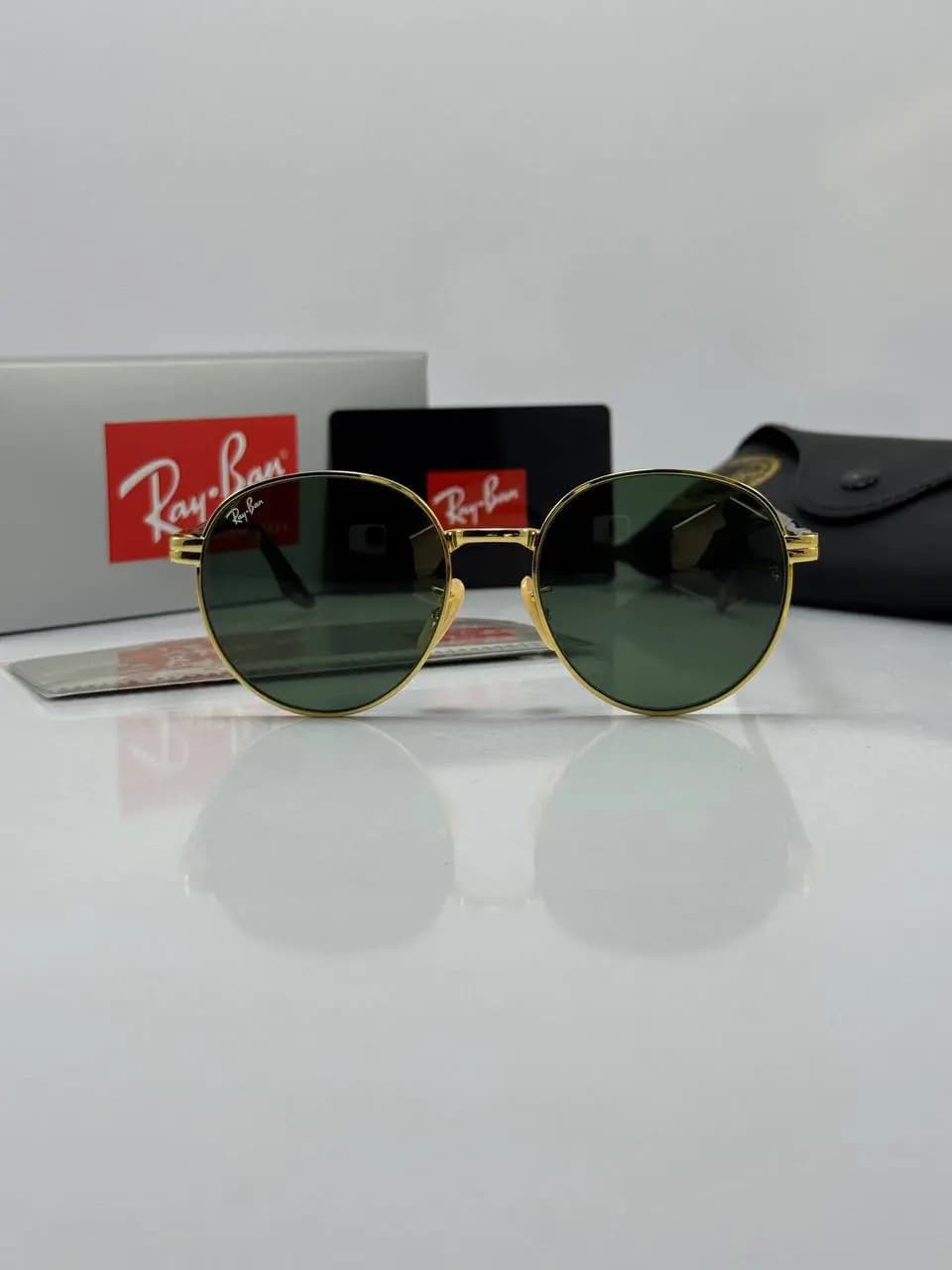 عینک ریبن طلایی پلنگی سبز rb-3691 — تصویر ۲