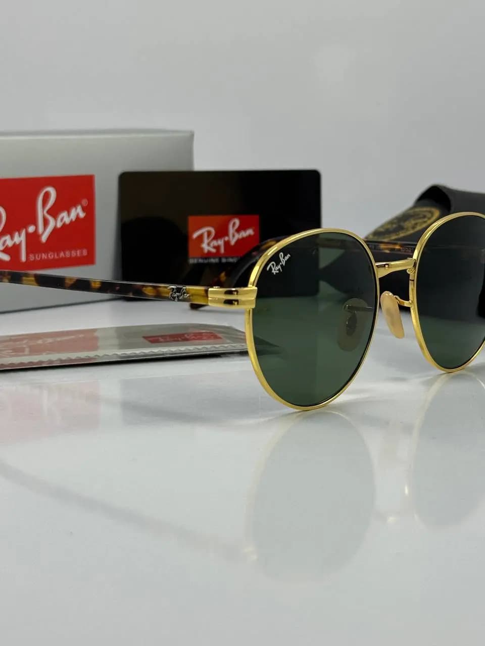 عینک ریبن طلایی پلنگی سبز rb-3691 — تصویر ۳