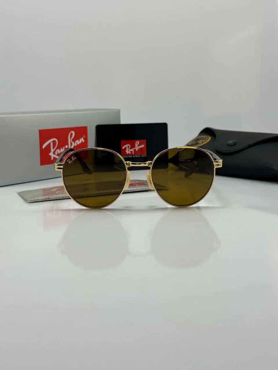 عینک ریبن طلایی پلنگی قهوه ای rb-3691 — تصویر ۲