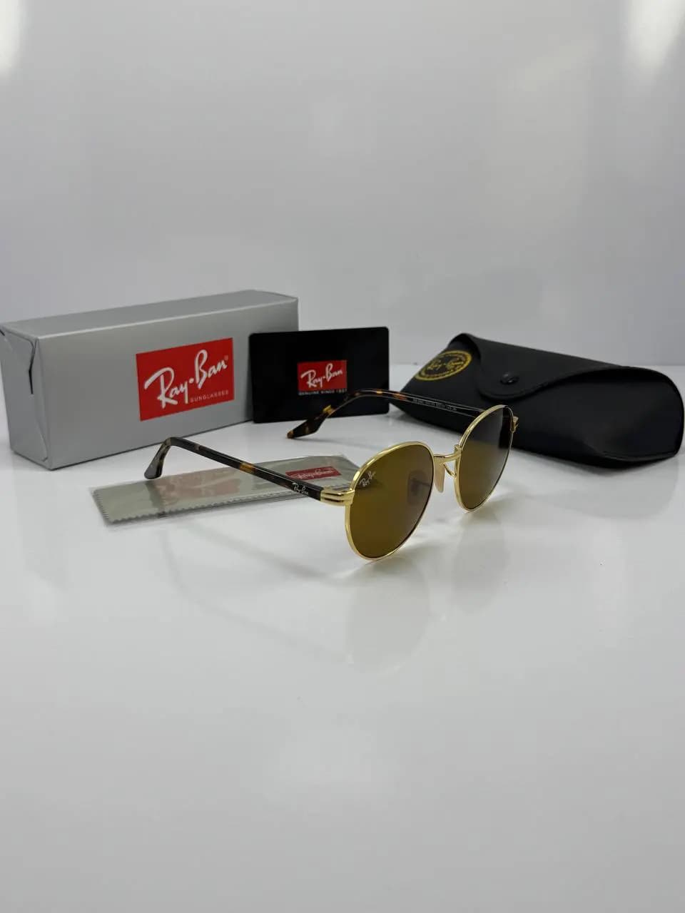 عینک ریبن طلایی پلنگی قهوه ای rb-3691