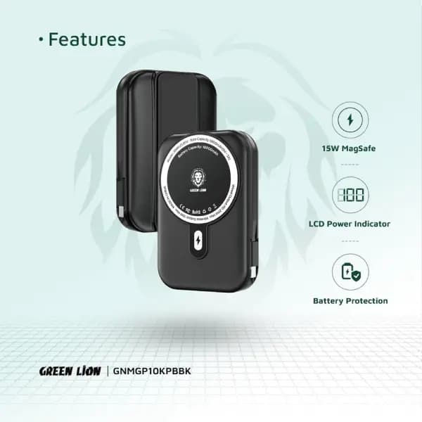 پاوربانک 10000 هزار مگ سیف گرین لاین مدل Green Lion Monaco Grip — تصویر ۵