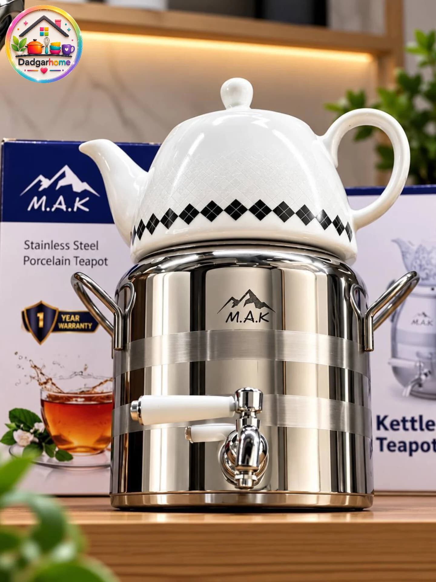 کتری و قوری شیردار مک دسته استیل 3 لیتر