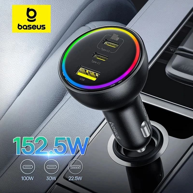 شارژر فندکی 152.5 وات بیسوس مدل C00036101111-00 به همراه کابل USB-C — تصویر ۳