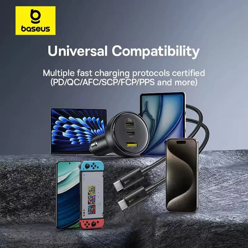 شارژر فندکی 152.5 وات بیسوس مدل C00036101111-00 به همراه کابل USB-C — تصویر ۴
