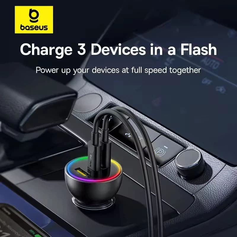 شارژر فندکی 152.5 وات بیسوس مدل C00036101111-00 به همراه کابل USB-C — تصویر ۲