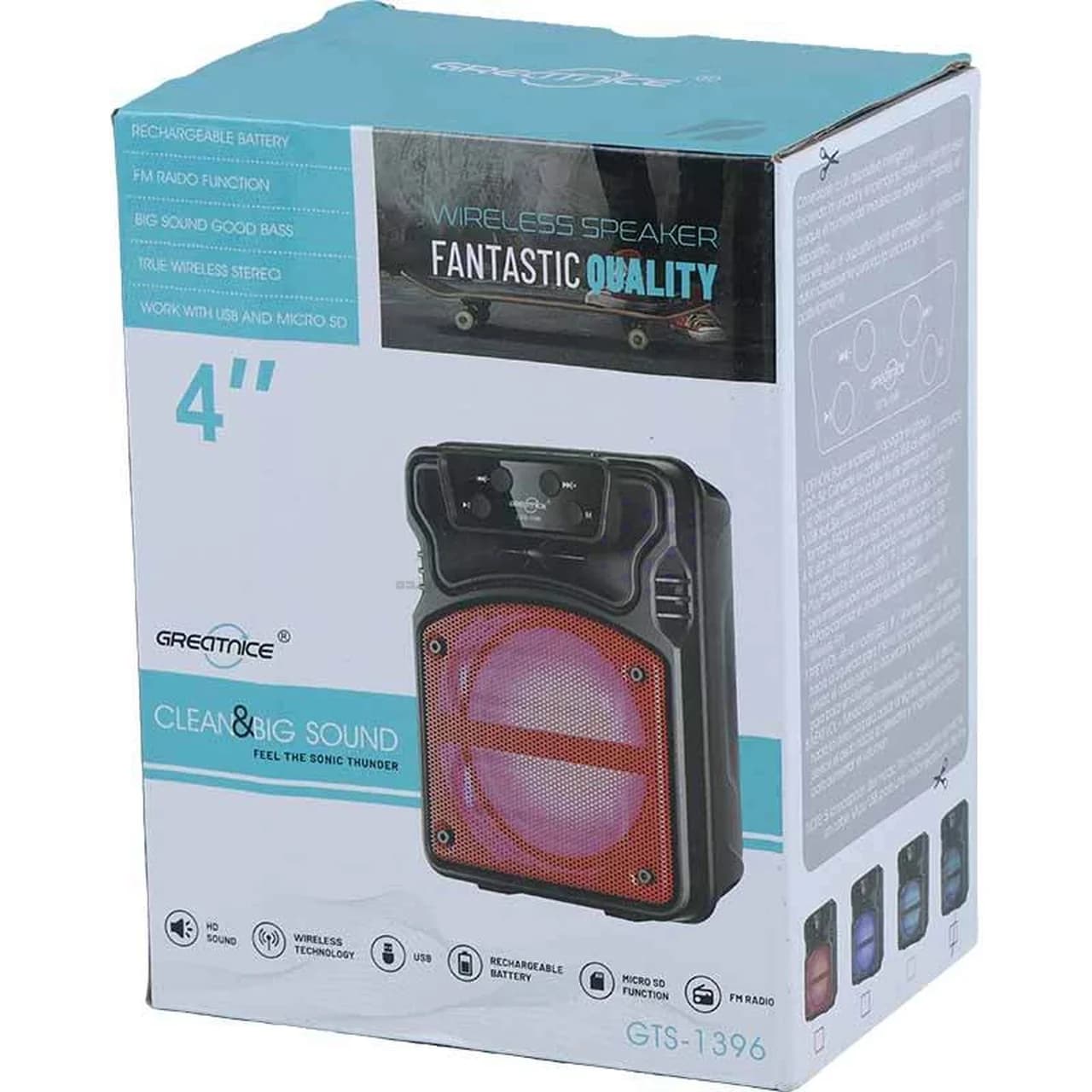 اسپیکر بی سیم GreatNice مدل GTS-1396 – مشکی آبی – TCO — تصویر ۵