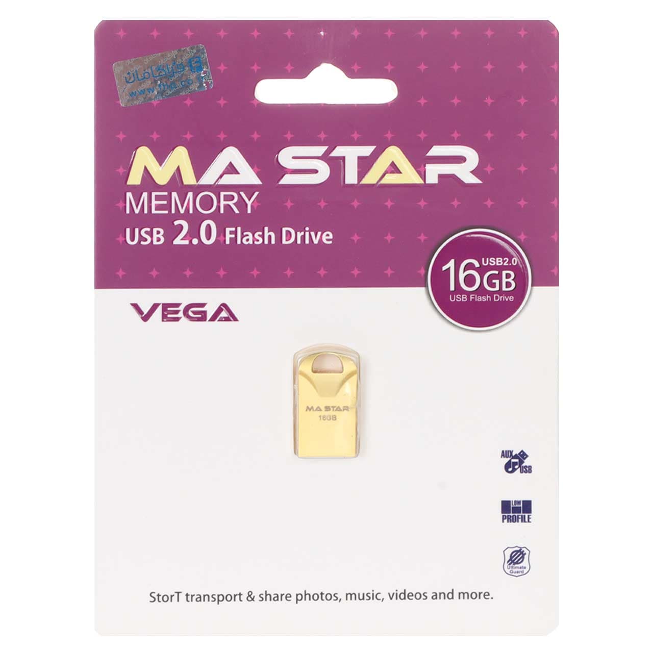 MA Star Vega USB 2.0 Flash Memory – 16GB – طلایی (گارانتی فراگامان) — تصویر ۲