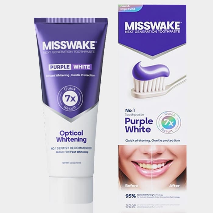 خمیر دندان ضد زردی میسویک Misswake Purple White Toothpaste 75ml — تصویر ۲
