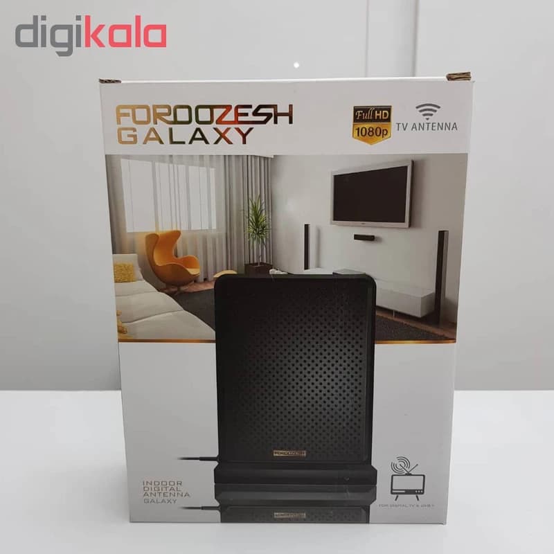 آنتن رومیزی فروزش مدل Galaxy-10m، تقویت‌کننده LNA با کابل کواکسیال 10 متری، پشتیبانی از DVB-T و DVB-T2، رزولوشن 4K و باندهای VHF و UHF کدK24065 — تصویر ۲