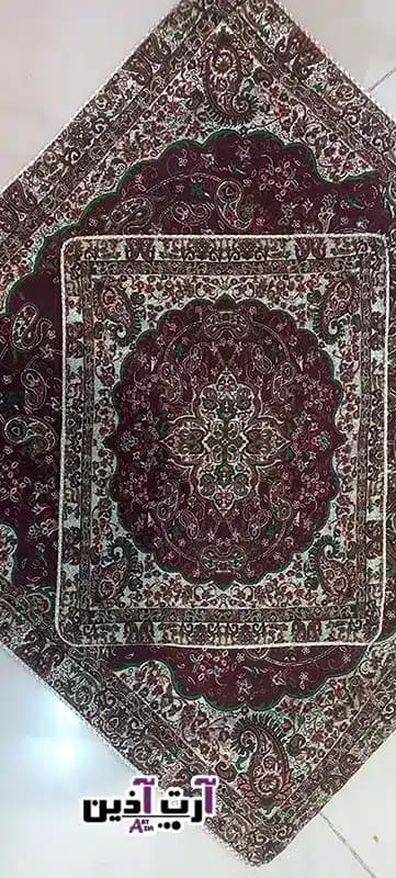 سجاده و جانماز ترمه سه تکه یزد طرح شاه عباسی | قرمز کد: 1666 — تصویر ۴