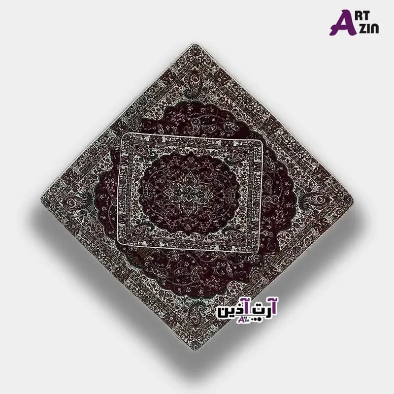 سجاده و جانماز ترمه سه تکه یزد طرح شاه عباسی | قرمز کد: 1666 — تصویر ۳