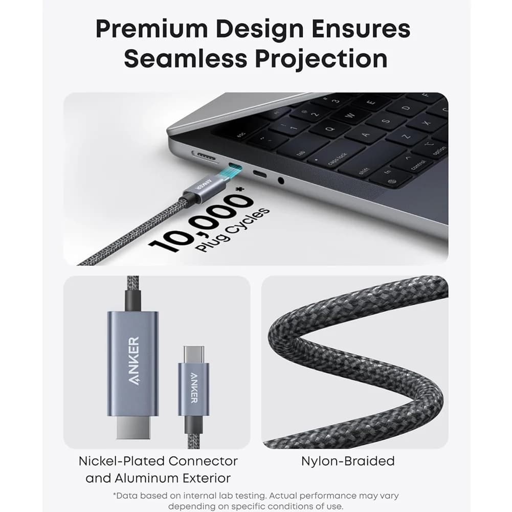 کابل تبدیل USB-C به HDMI انکر مدل A87E0 با طول 1.8 متر — تصویر ۵