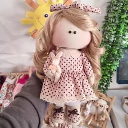 عروسک روسی دختر کرم قهوه ای 30سانتی — تصویر ۵
