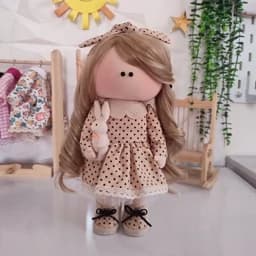عروسک روسی دختر کرم قهوه ای 30سانتی — تصویر ۶