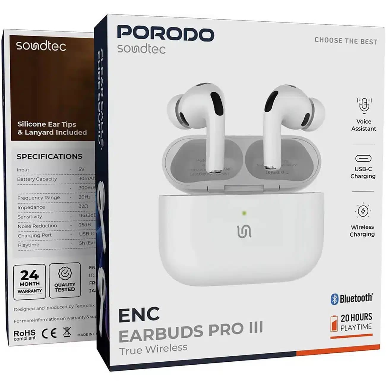 هندزفری بلوتوثی پورودو Porodo مدل PD8001WH با فناوری ENC — تصویر ۷