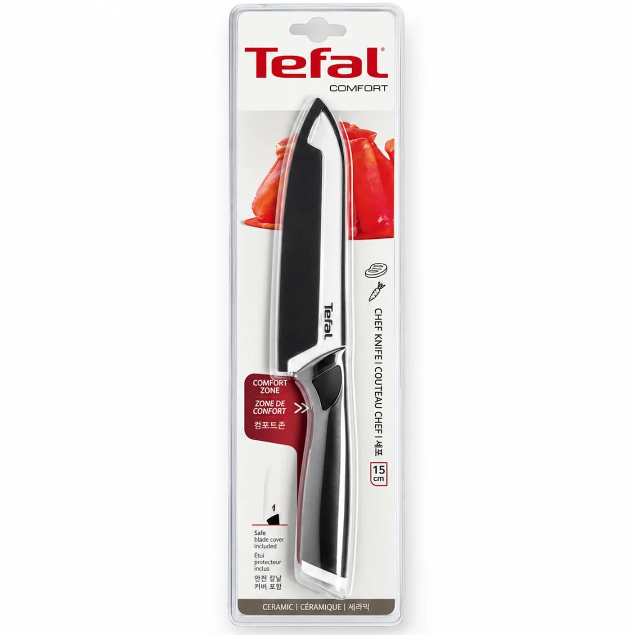 چاقو سرآشپز سرامیکی تفال Tefal مدل K2223114 تیغه 15 سانتی متر — تصویر ۴