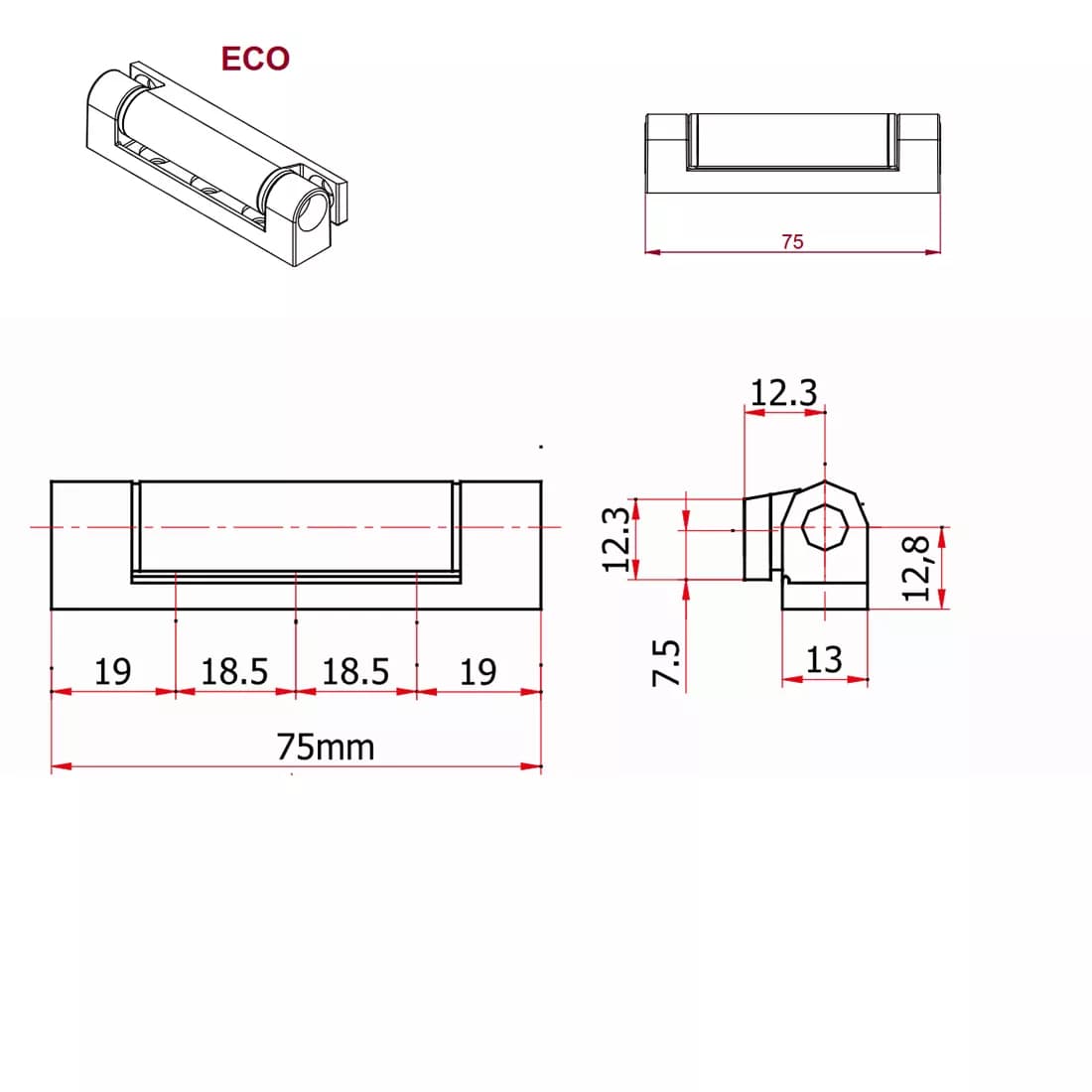 لولای ۷۵ میلی‌متری بی‌لبه پنجره UPVC سفید زاماک — تصویر ۷