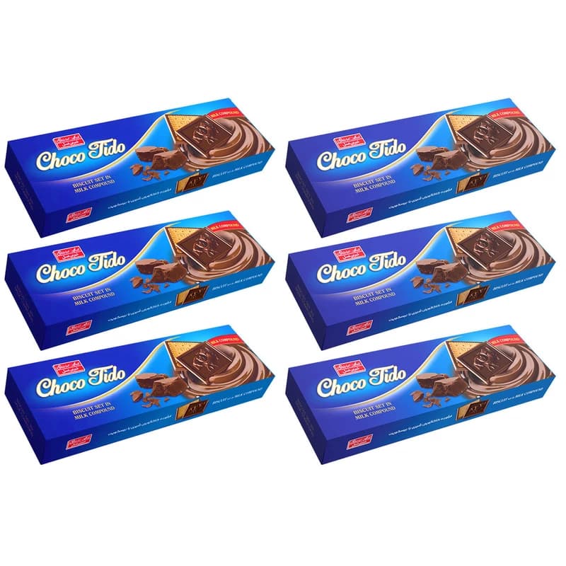 شوکو بیسکویت با روکش کاکائو شیری تیدو شیرین عسل – 144 گرم بسته 6 عددی — تصویر ۲