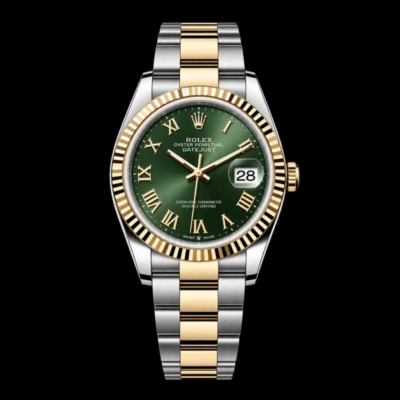 رولکس Datejust 36 سبز زیتونی رومی دو رنگ | رفرنس M126233-0026 — تصویر ۳