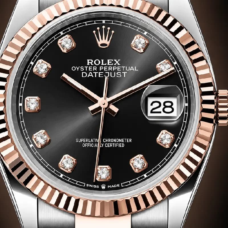 رولکس Datejust 36 مشکی نگین‌دار دو رنگ | رفرنس M126231-0020 — تصویر ۲