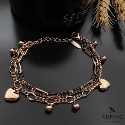 دستبند دو لاین قلب آویزدار ژوپینگ