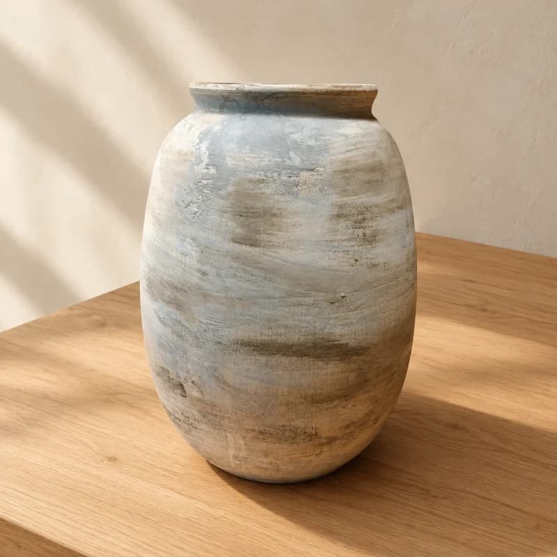 گلدان دکوری پتینه رومیزی کرم — تصویر ۷