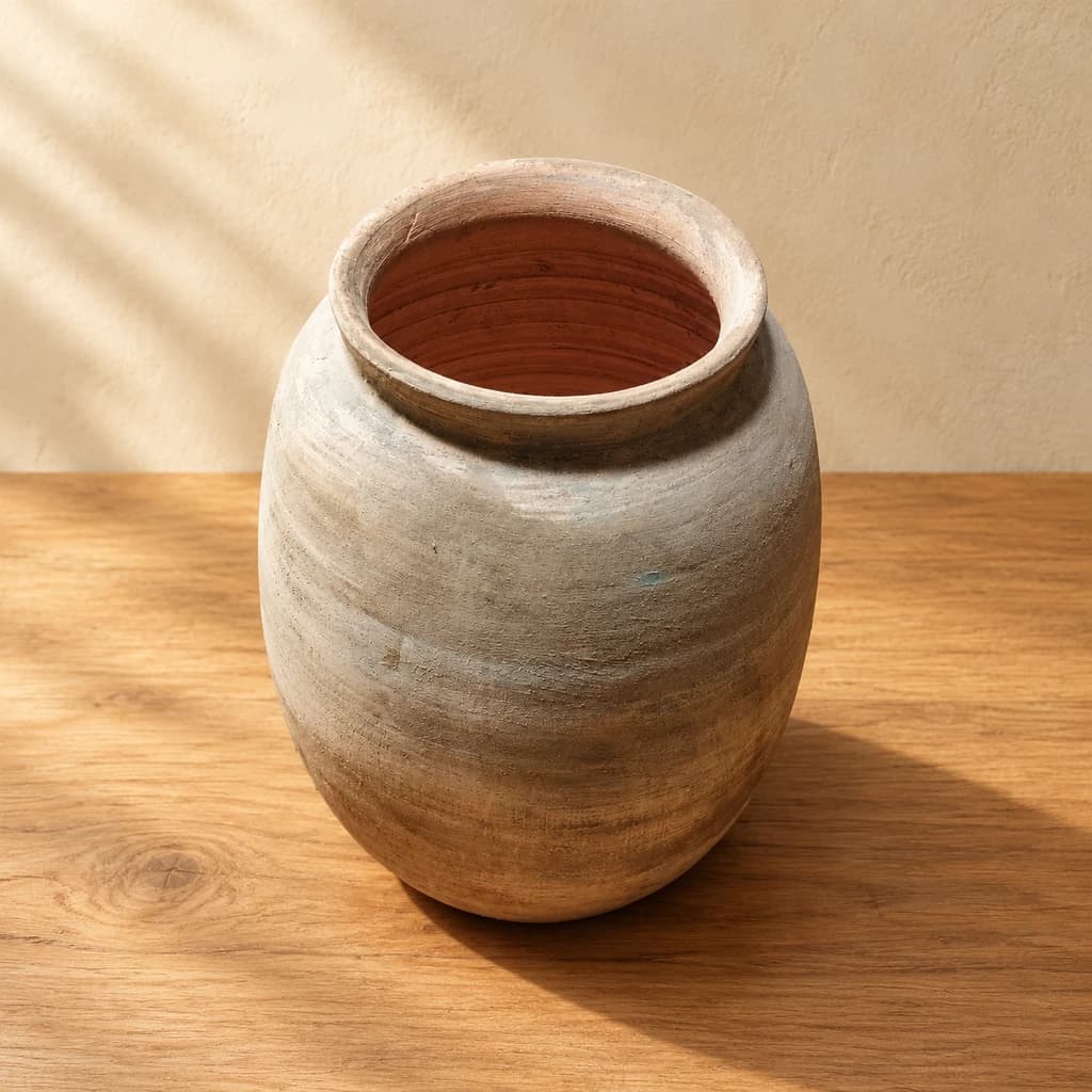 گلدان دکوری پتینه رومیزی کرم — تصویر ۲