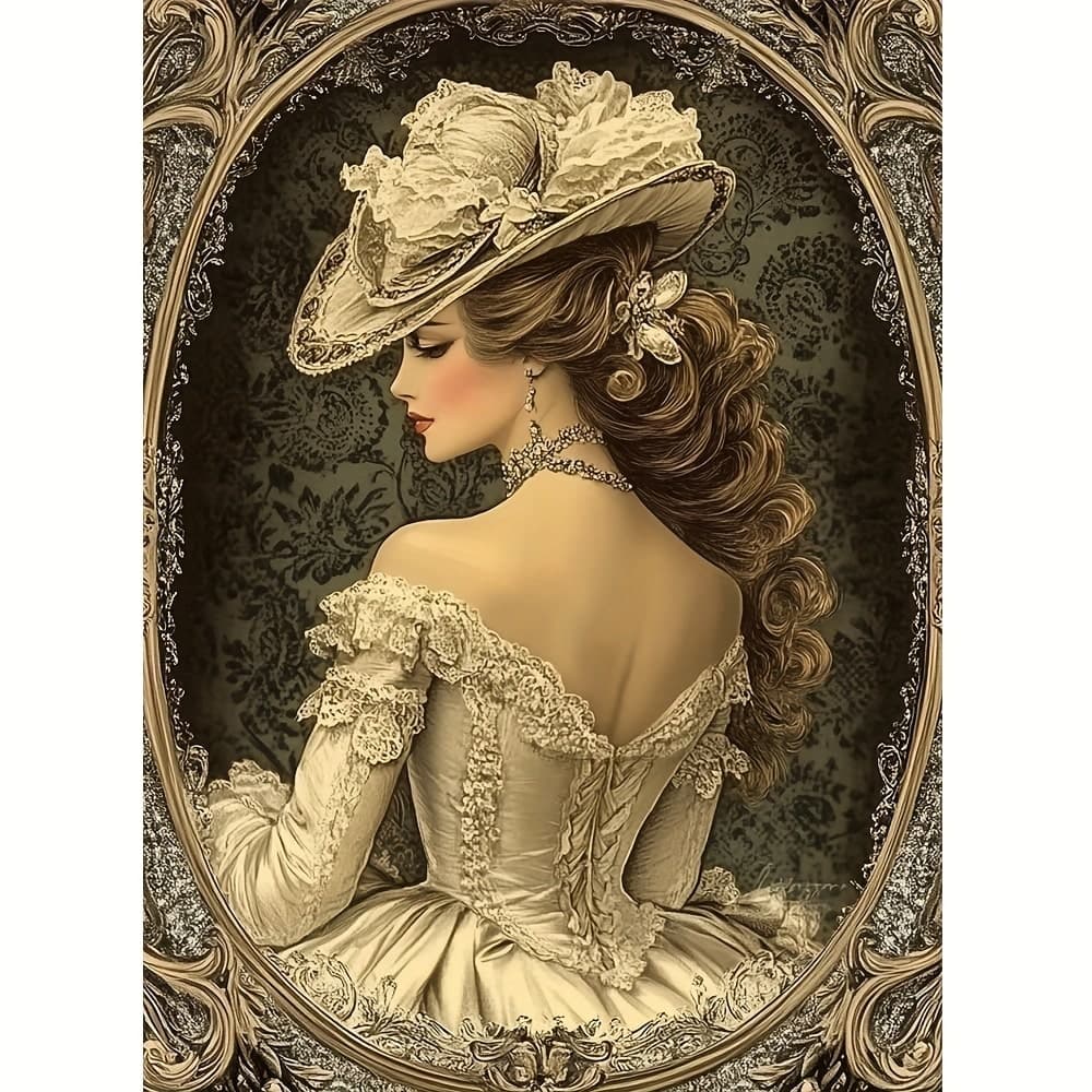 نقاشی الماسی بزرگسال خانم کلاسیک – سایز 30*40 (تمامنگین)