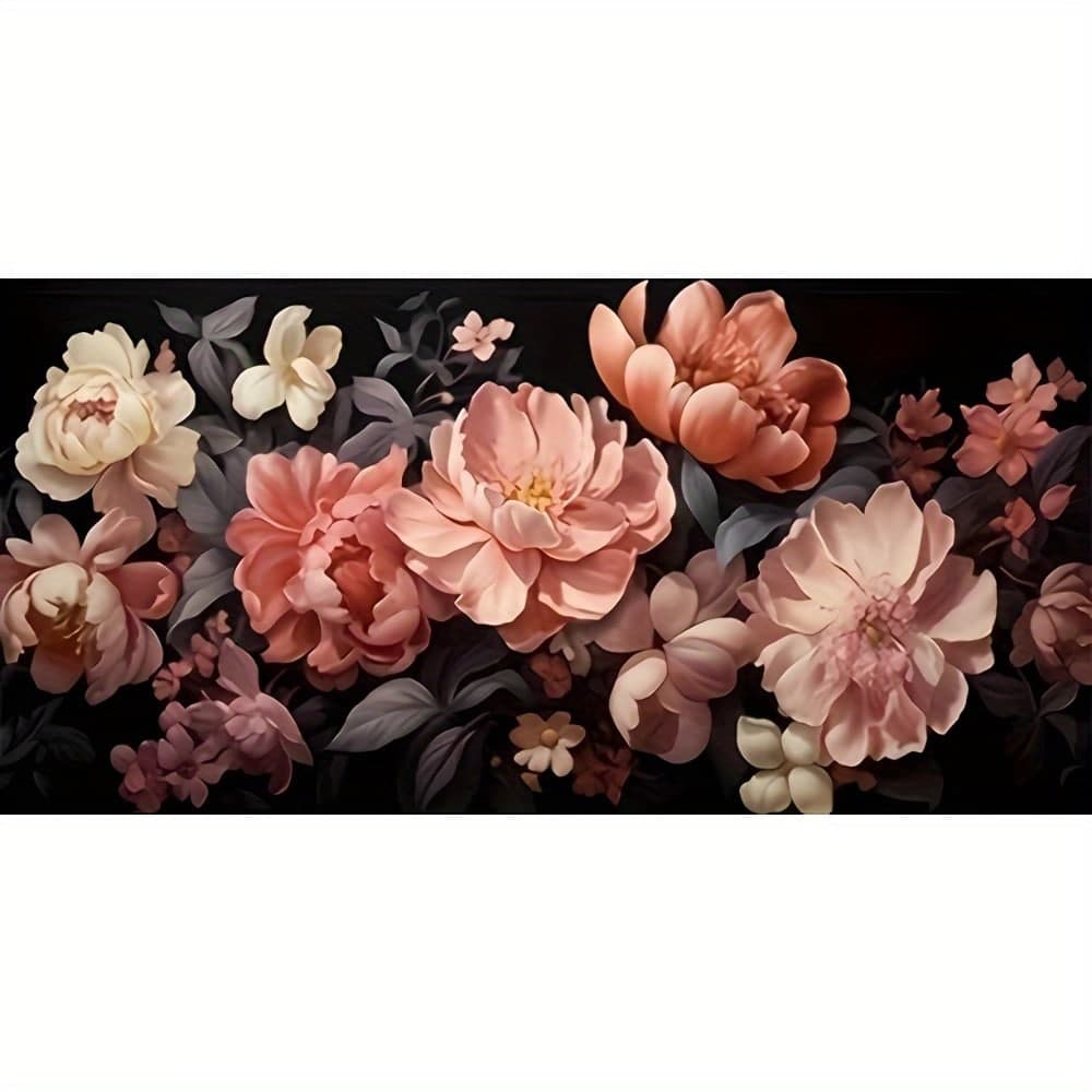 نقاشی الماسی بزرگسال گلهای پیونی – سایز 40*80 (تمامنگین)