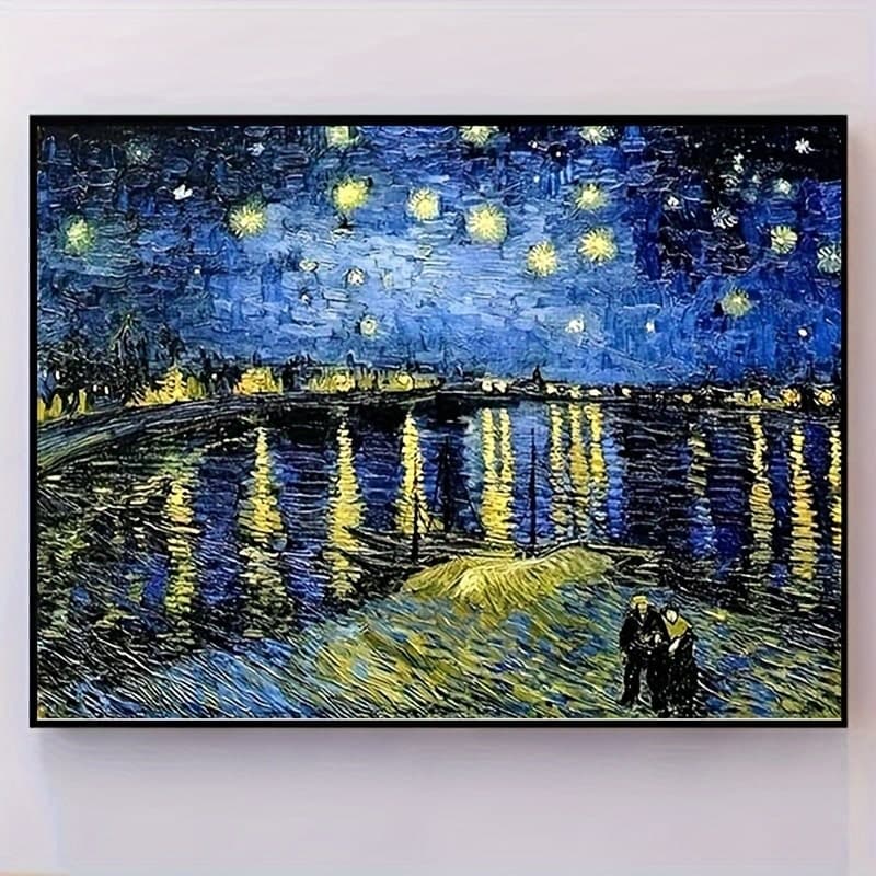 نقاشی الماسی بزرگسال شب پرستاره بر فراز رُن Starry Night Over the Rhône – ون گوگ – سایز 30*40 (تمامنگین)