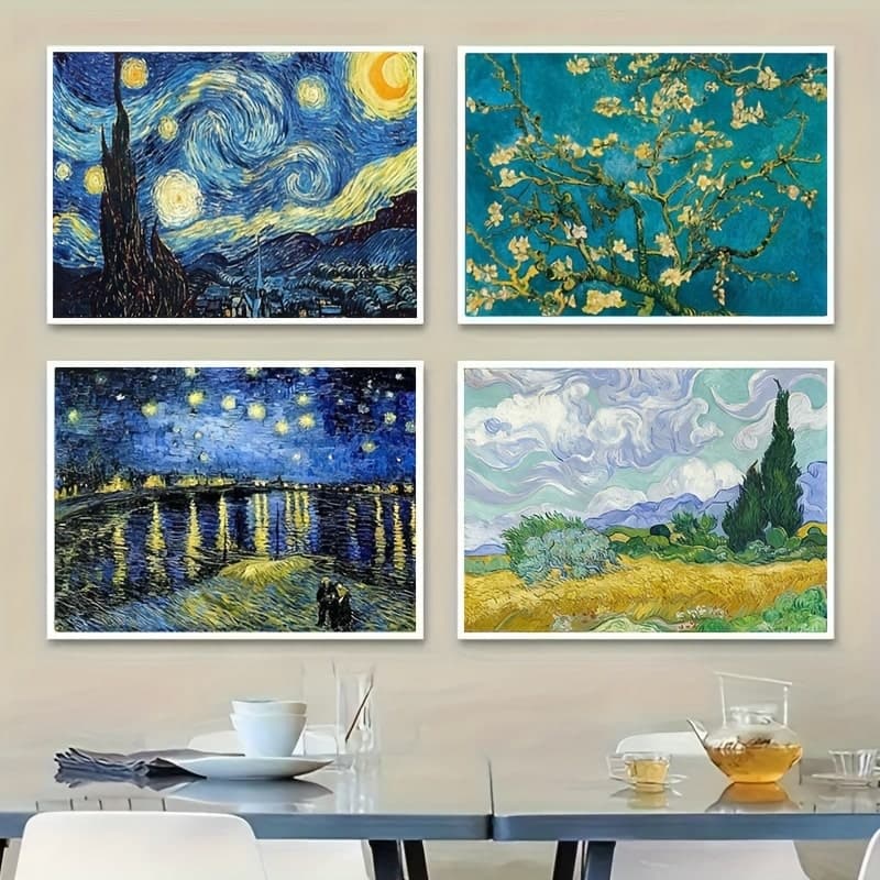 نقاشی الماسی بزرگسال شب پرستاره بر فراز رُن Starry Night Over the Rhône – ون گوگ – سایز 30*40 (تمامنگین) — تصویر ۴