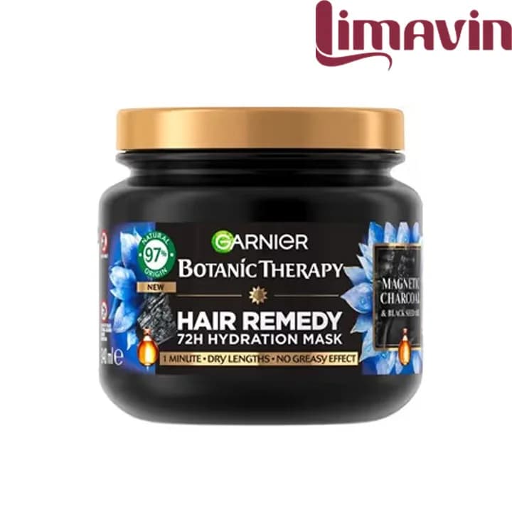 ماسک موی پاکسازی و آبرسان ذغال و روغن سیاه دانه گارنیه Magnetic Charcoal حجم 340 میلی لیتر